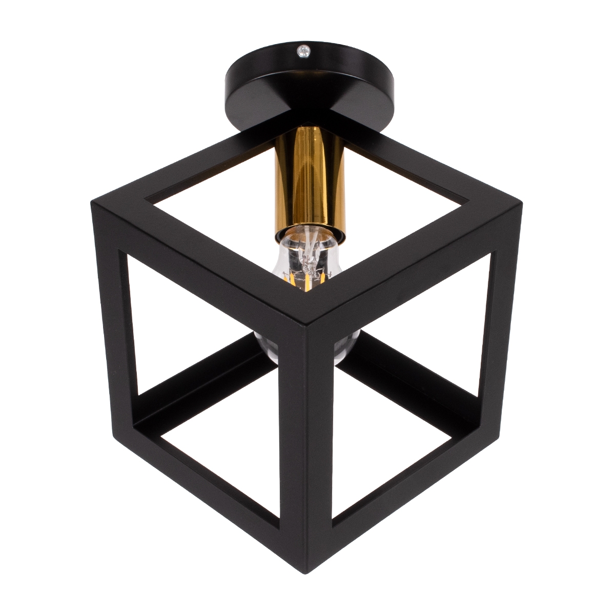 globostar-cube-00799-modern-ceiling-lamp-single-lit-black-metal-mesh-f25-x-y25cm