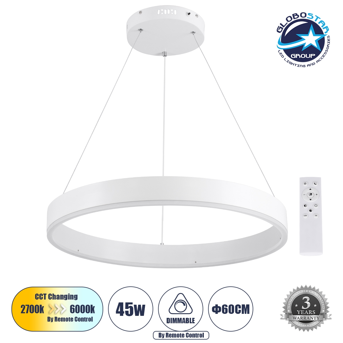 globostar-venom-61177-hanging-ring-led-circle-cct-45w-5269lm-120-ac-220-240v-switching-lighting-via-remote-control-all-in-one-cold-6000k-natural-4500k-hot-2700k-dimmable-f60cm-white-3-years-warranty