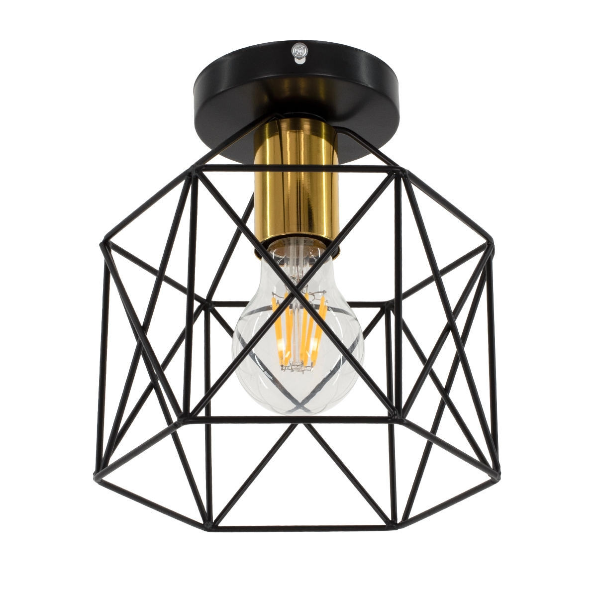 globostar-tron-00792-modern-ceiling-lamp-single-lit-black-gold-metal-mesh-f18-x-y195cm