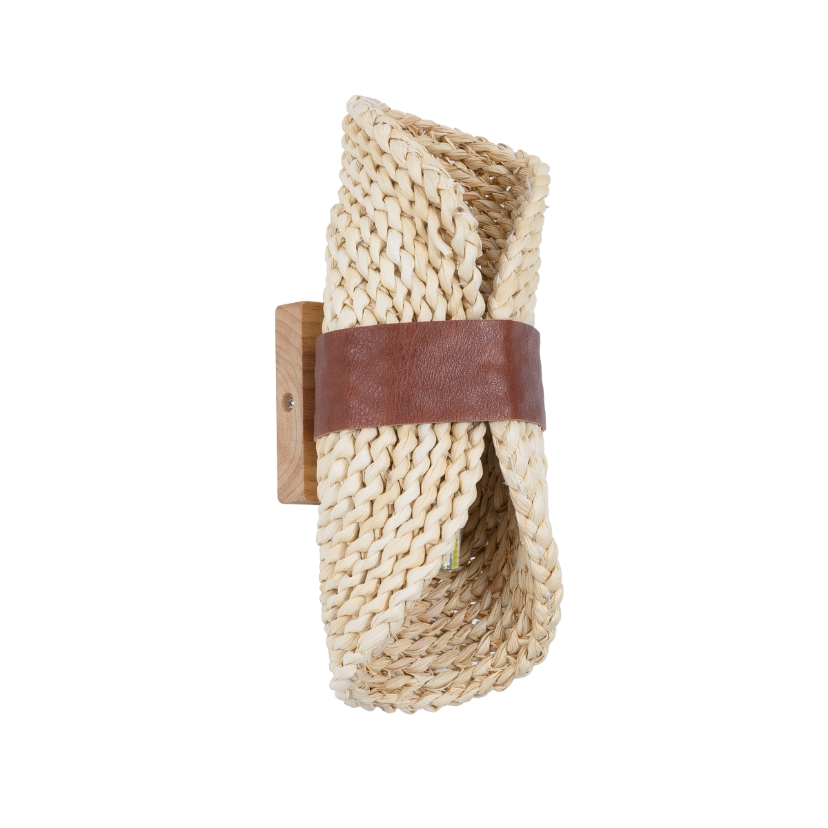 globostar-guava-02385-boho-wall-lamp-2-x-g9-ac220-240v-ip20-l11-x-w13-x-h30cm-beige-wooden-bamboo-mesh-with-brown-leather-5-years-warranty