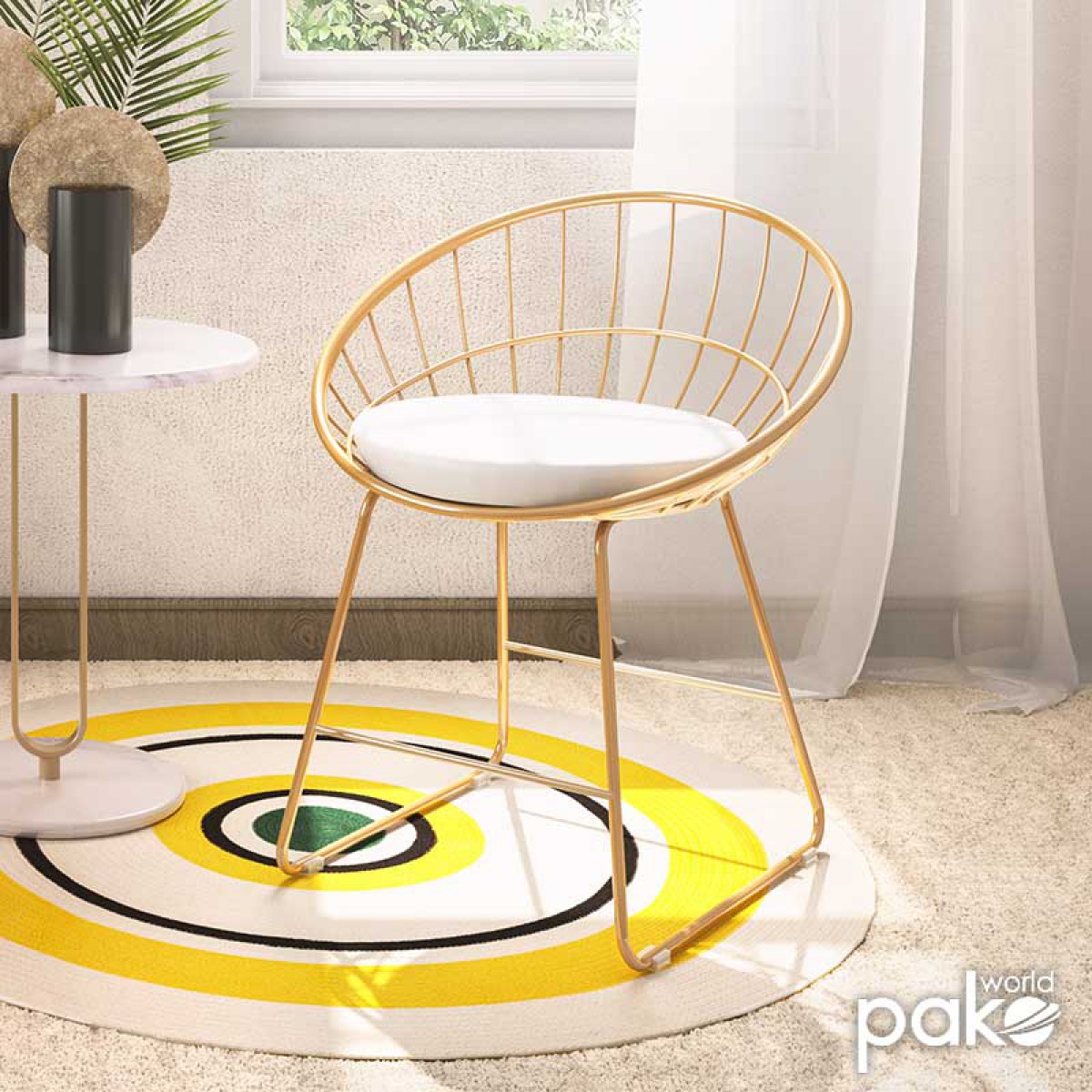 karekla-seth-pakoworld-metallo-hriso-maxilari-pvc-leuko