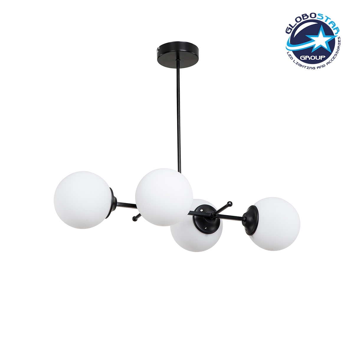 globostar-globus-203-0104-modern-pendant-lamp-rail-chandelier-4-x-e27-ip20-black-metal-with-white-glass-l70-x-w30-x-h65cm