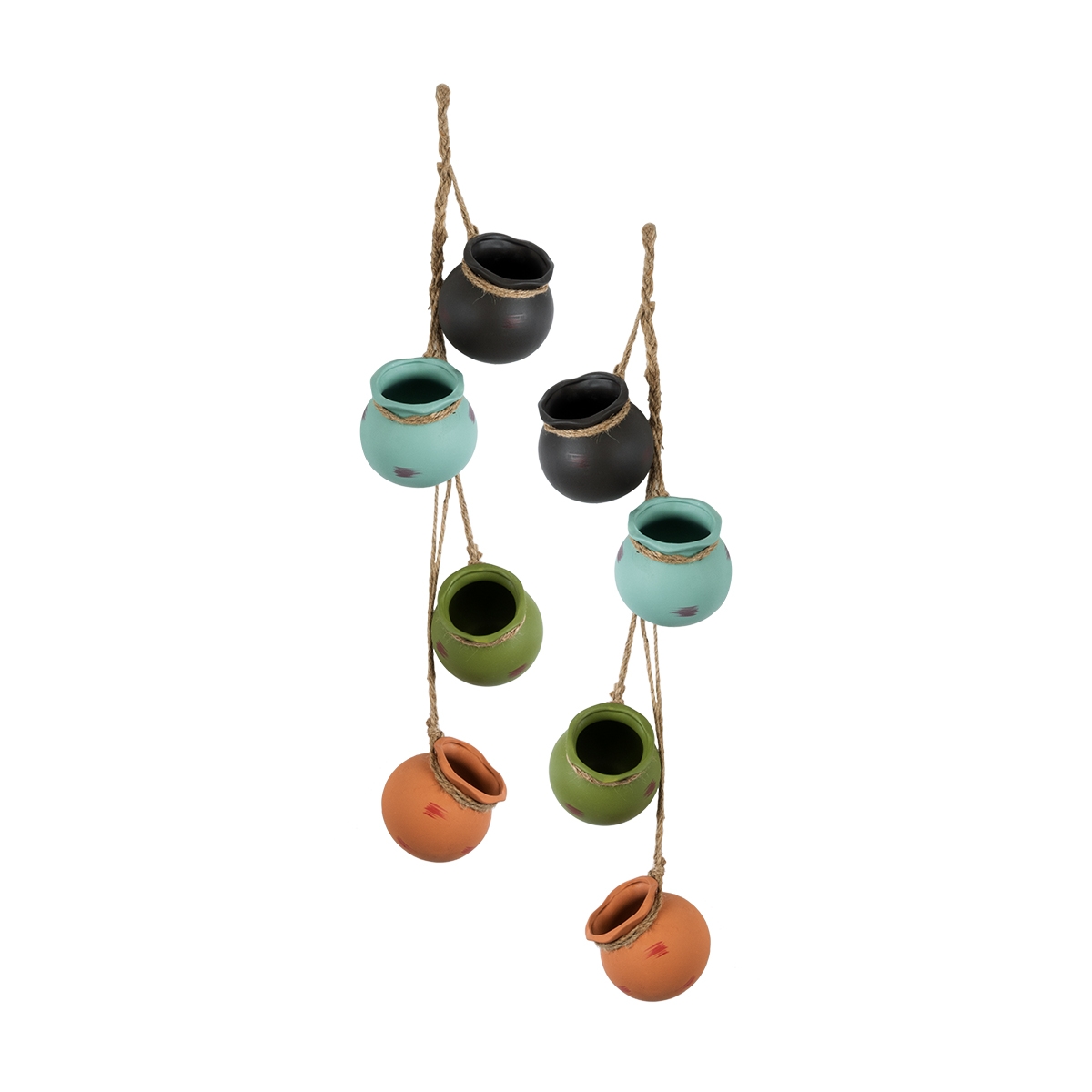 globostar-artificial-garden-aigypt-20531-set-of-2-ceramic-ceramic-hanging-pots-flower-pots-black-with-blue-and-green-with-orange-l18-x-w10-x-h70cm